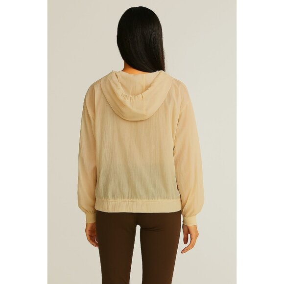 NAP Hooded Pullover Windbreaker – Lightweight Beige Nylon, Size Small, NWT - Picture 3 of 9